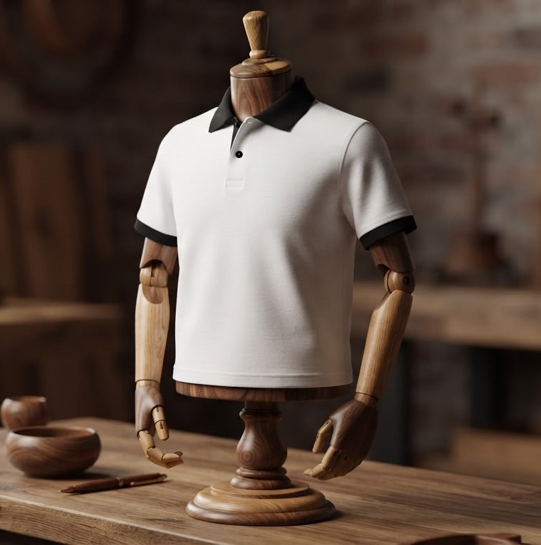 white polo (black collar)