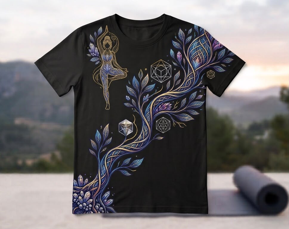 yoga black T-Shirt (M, Male)